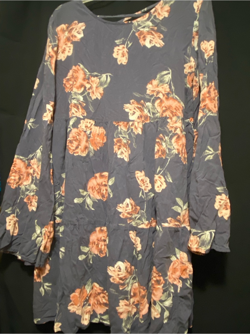 Women’s Navy Floral Long-Sleeve Dress